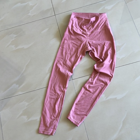 Moyooga Womens Peach Color Ribbed Paneled Activewear Workout Leggings Size Small - Picture 2 of 16